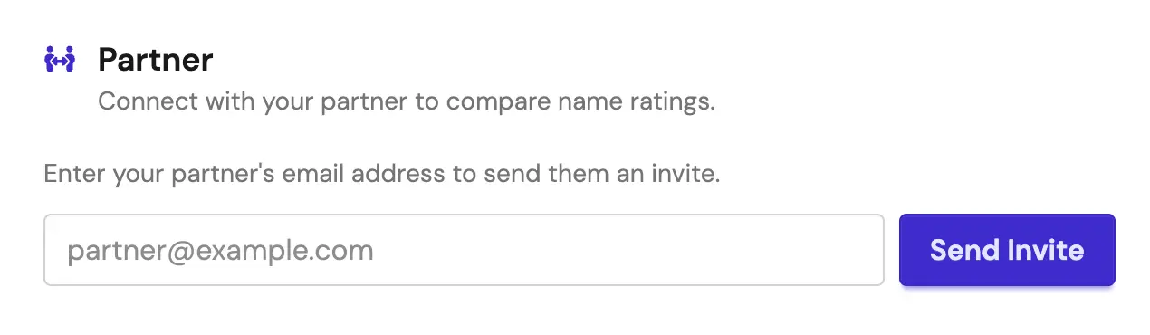 The Partner section of the Account page with an empty email field and a Send Invite button